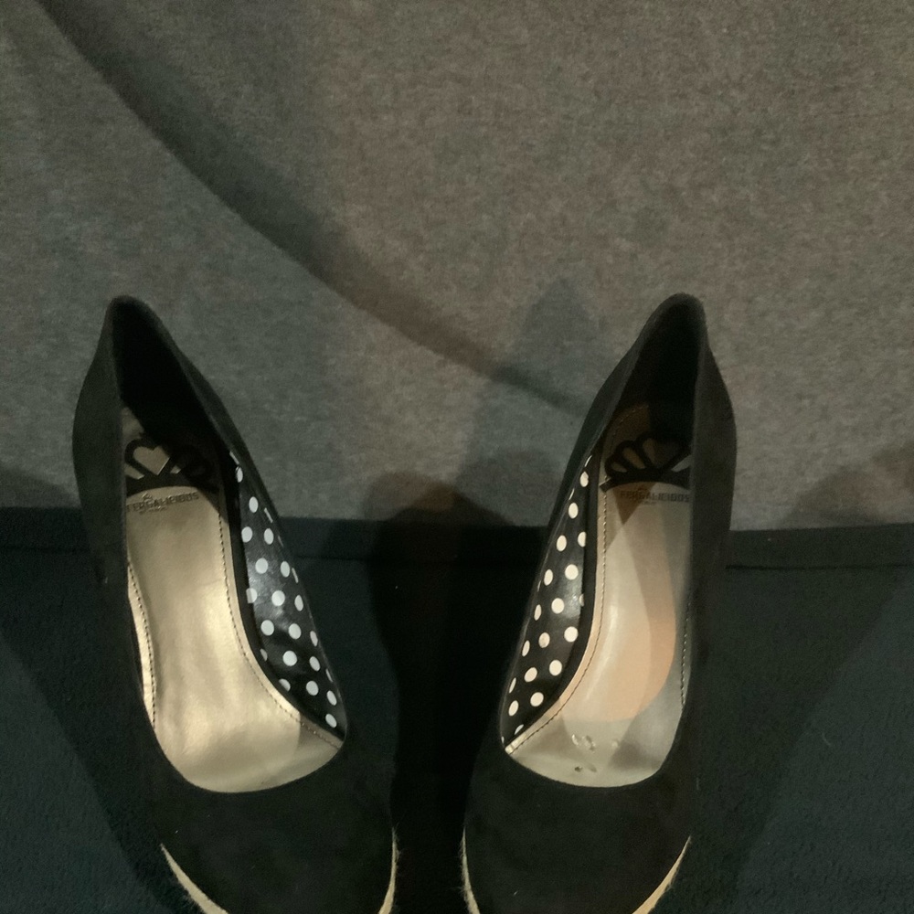 Brand new black suede wedge heels